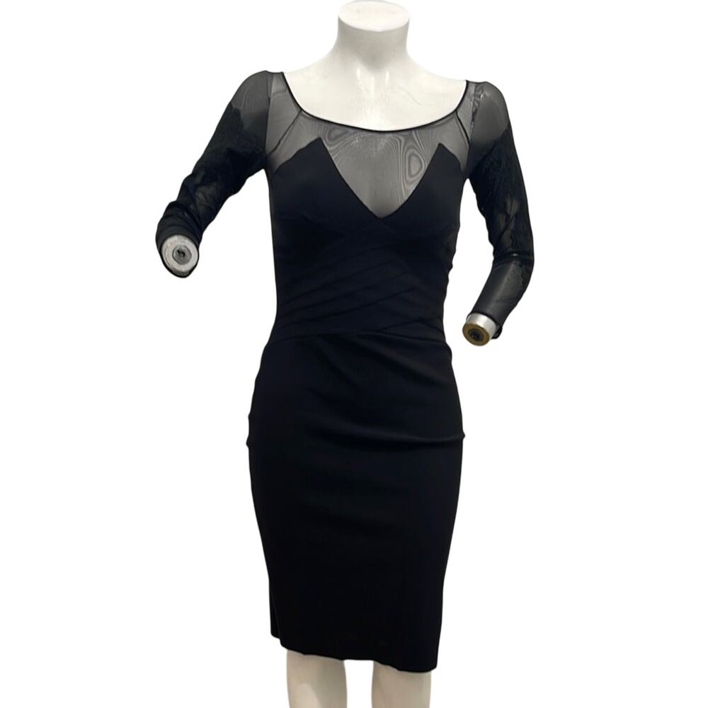 La Petite Robe di Chiara Boni Couture Black Sheer Mesh Bodycon Dress IT 46